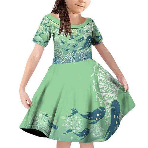 NAIDOC Week 2025 Family Matching Off Shoulder Short Dress and Hawaiian Shirt Pastel Ocean Aboriginal Art