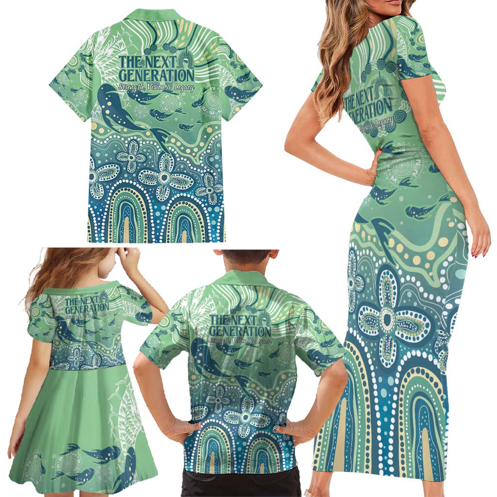NAIDOC Week 2025 Family Matching Short Sleeve Bodycon Dress and Hawaiian Shirt Pastel Ocean Aboriginal Art