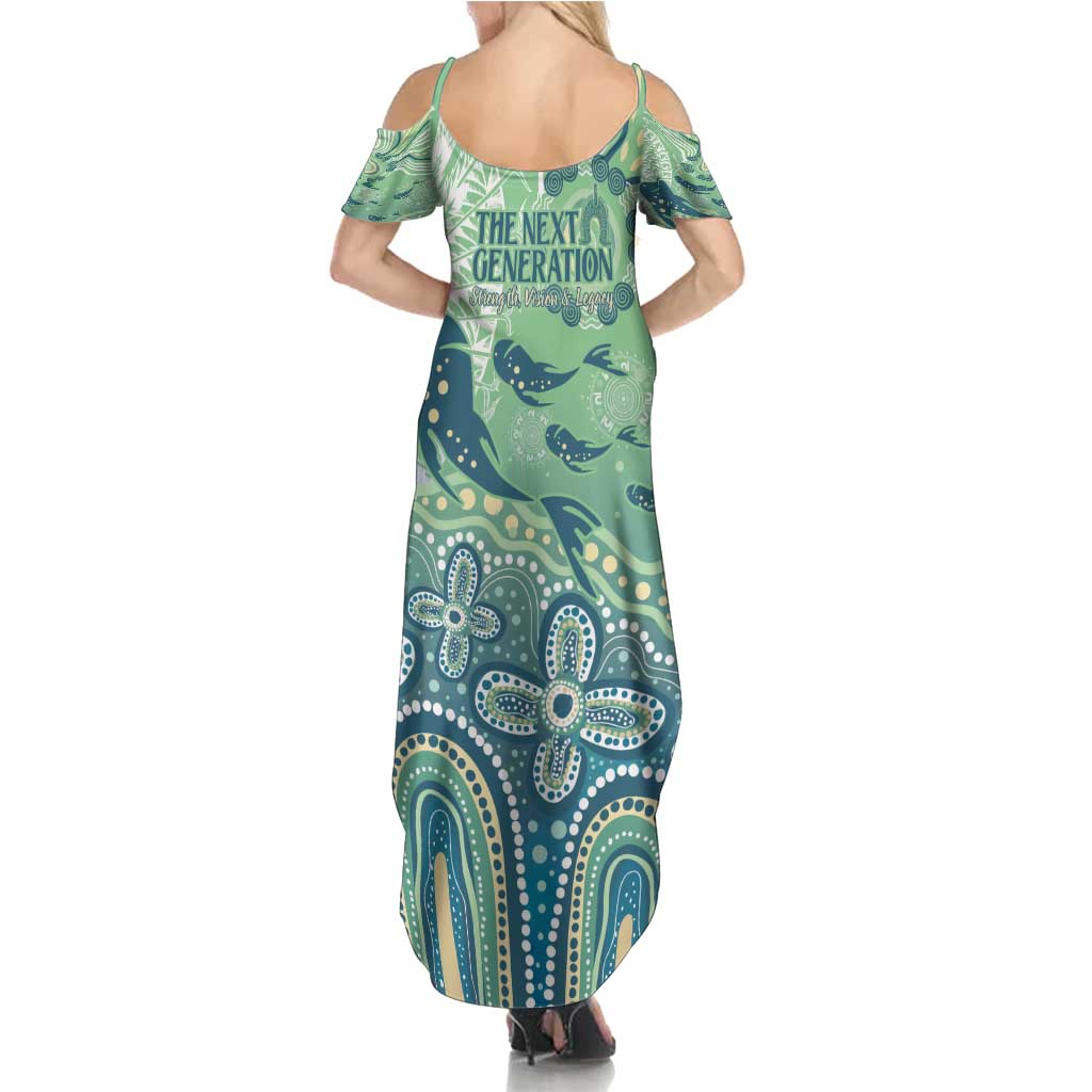 NAIDOC Week 2025 Family Matching Summer Maxi Dress and Hawaiian Shirt Pastel Ocean Aboriginal Art