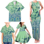 NAIDOC Week 2025 Family Matching Tank Maxi Dress and Hawaiian Shirt Pastel Ocean Aboriginal Art