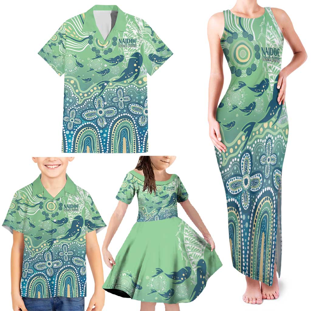 NAIDOC Week 2025 Family Matching Tank Maxi Dress and Hawaiian Shirt Pastel Ocean Aboriginal Art