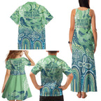 NAIDOC Week 2025 Family Matching Tank Maxi Dress and Hawaiian Shirt Pastel Ocean Aboriginal Art