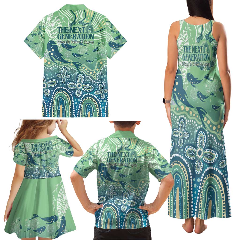 NAIDOC Week 2025 Family Matching Tank Maxi Dress and Hawaiian Shirt Pastel Ocean Aboriginal Art