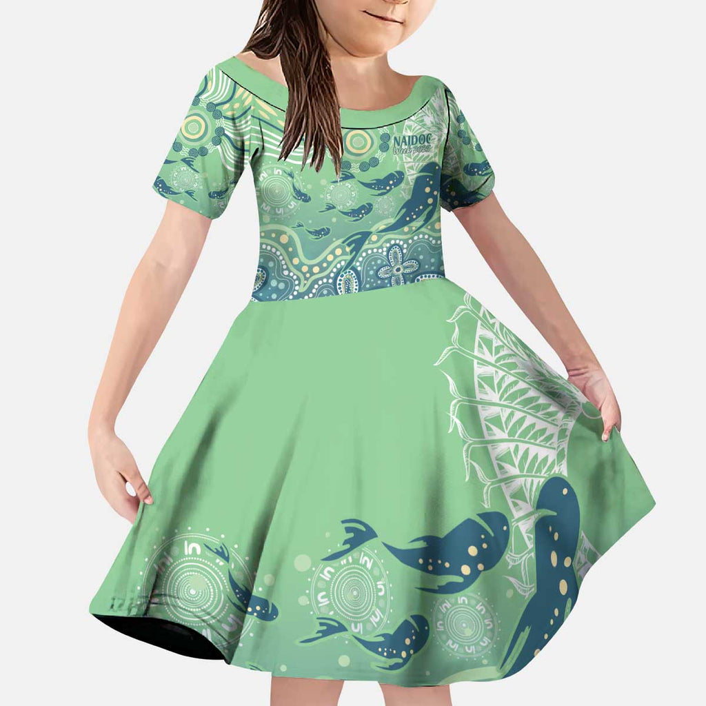 NAIDOC Week 2025 Kid Short Sleeve Dress Pastel Ocean Aboriginal Art