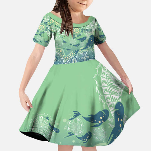 NAIDOC Week 2025 Kid Short Sleeve Dress Pastel Ocean Aboriginal Art