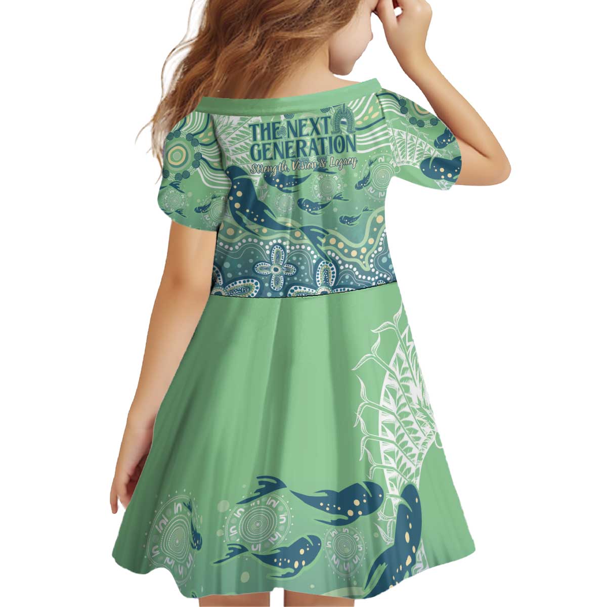 NAIDOC Week 2025 Kid Short Sleeve Dress Pastel Ocean Aboriginal Art