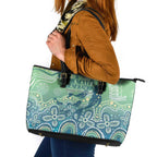 NAIDOC Week 2025 Leather Tote Bag Pastel Ocean Aboriginal Art