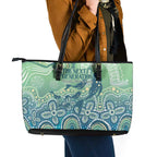 NAIDOC Week 2025 Leather Tote Bag Pastel Ocean Aboriginal Art