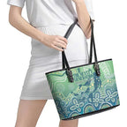 NAIDOC Week 2025 Leather Tote Bag Pastel Ocean Aboriginal Art