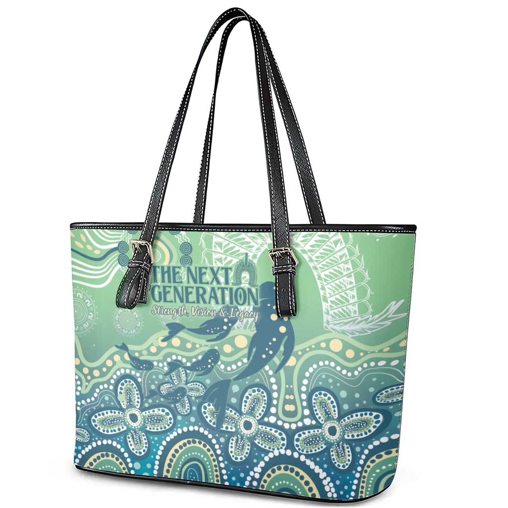 NAIDOC Week 2025 Leather Tote Bag Pastel Ocean Aboriginal Art