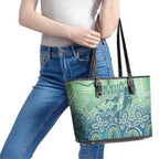 NAIDOC Week 2025 Leather Tote Bag Pastel Ocean Aboriginal Art