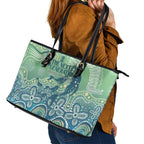 NAIDOC Week 2025 Leather Tote Bag Pastel Ocean Aboriginal Art