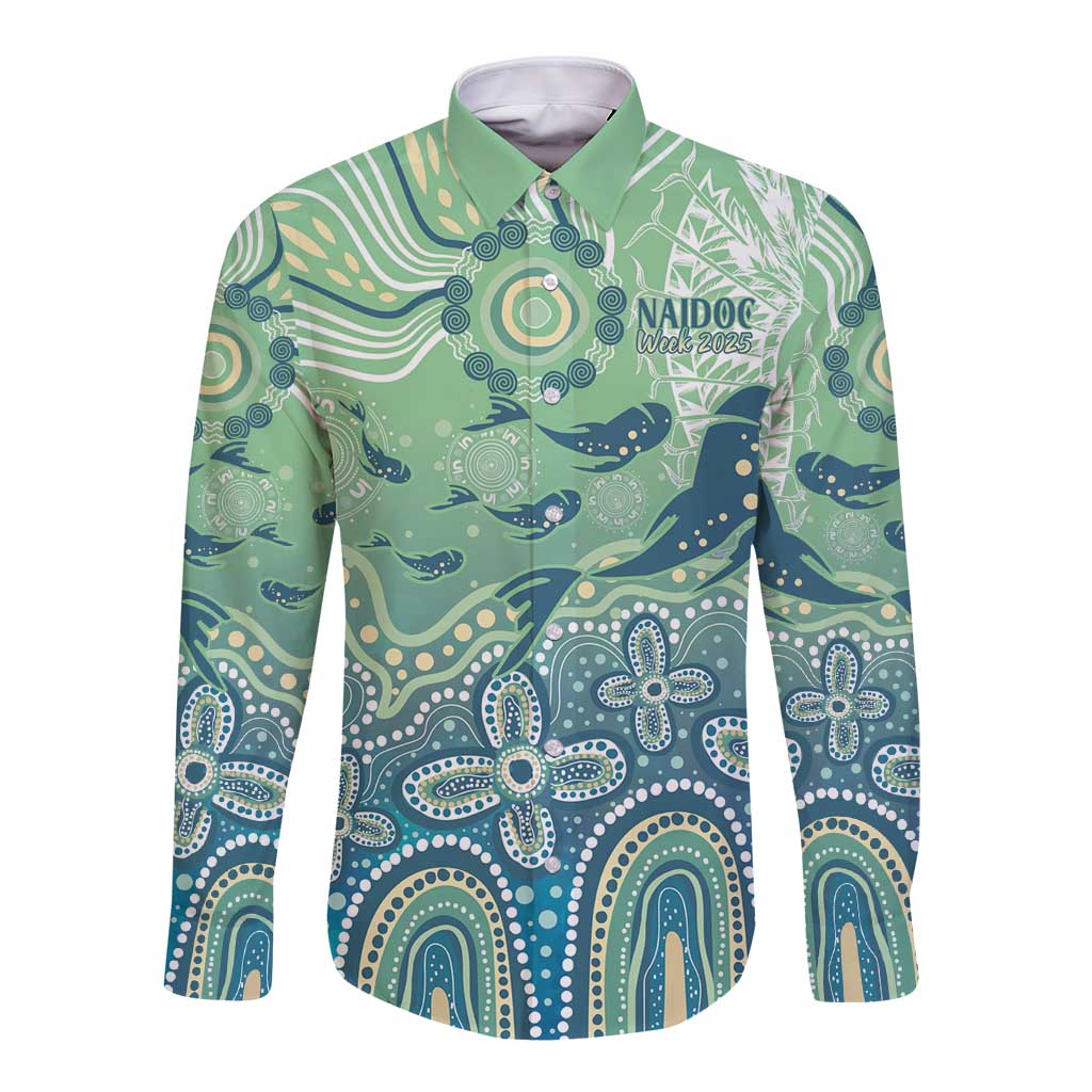 NAIDOC Week 2025 Long Sleeve Button Shirt Pastel Ocean Aboriginal Art