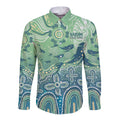 NAIDOC Week 2025 Long Sleeve Button Shirt Pastel Ocean Aboriginal Art