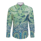 NAIDOC Week 2025 Long Sleeve Button Shirt Pastel Ocean Aboriginal Art
