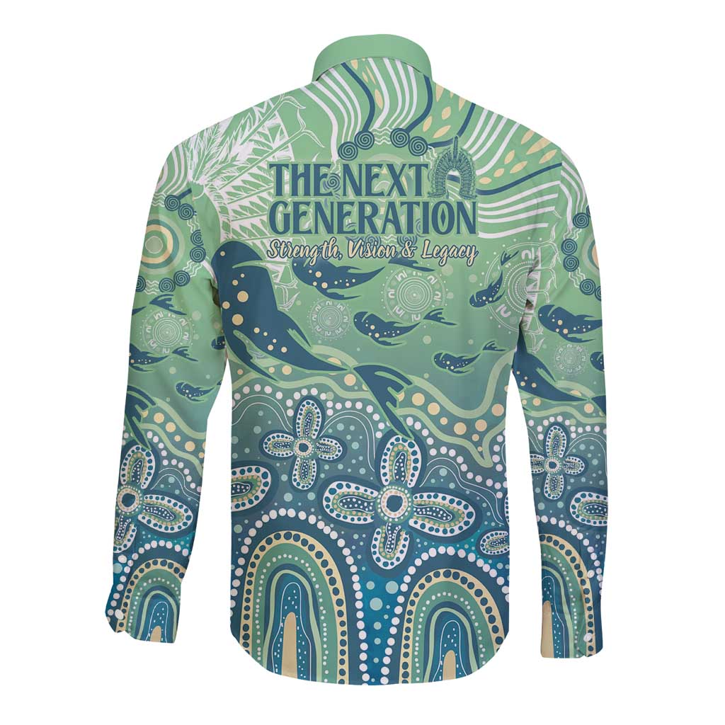 NAIDOC Week 2025 Long Sleeve Button Shirt Pastel Ocean Aboriginal Art
