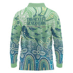 NAIDOC Week 2025 Long Sleeve Polo Shirt Pastel Ocean Aboriginal Art