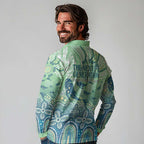 NAIDOC Week 2025 Long Sleeve Polo Shirt Pastel Ocean Aboriginal Art