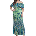 NAIDOC Week 2025 Off Shoulder Maxi Dress Pastel Ocean Aboriginal Art