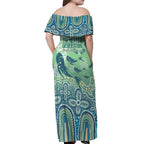 NAIDOC Week 2025 Off Shoulder Maxi Dress Pastel Ocean Aboriginal Art