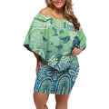 NAIDOC Week 2025 Off Shoulder Short Dress Pastel Ocean Aboriginal Art