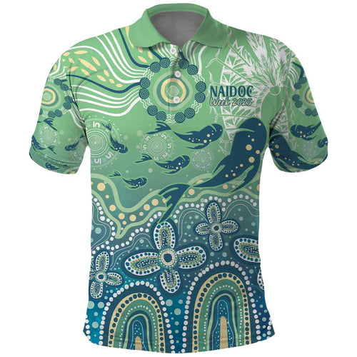 NAIDOC Week 2025 Polo Shirt Pastel Ocean Aboriginal Art