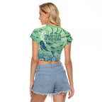 NAIDOC Week 2025 Raglan Cropped T Shirt Pastel Ocean Aboriginal Art