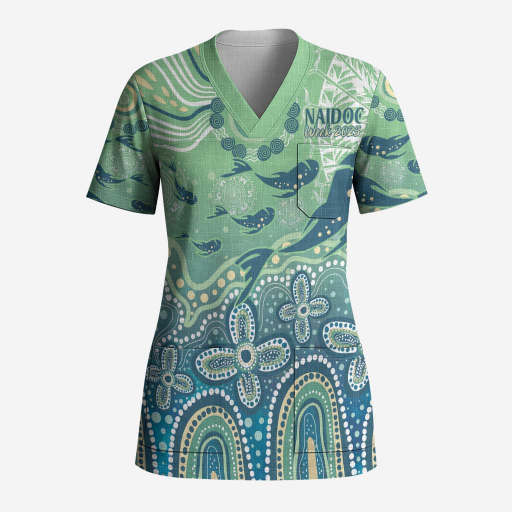 NAIDOC Week 2025 Scrub Top Pastel Ocean Aboriginal Art - Aussie Hoodie