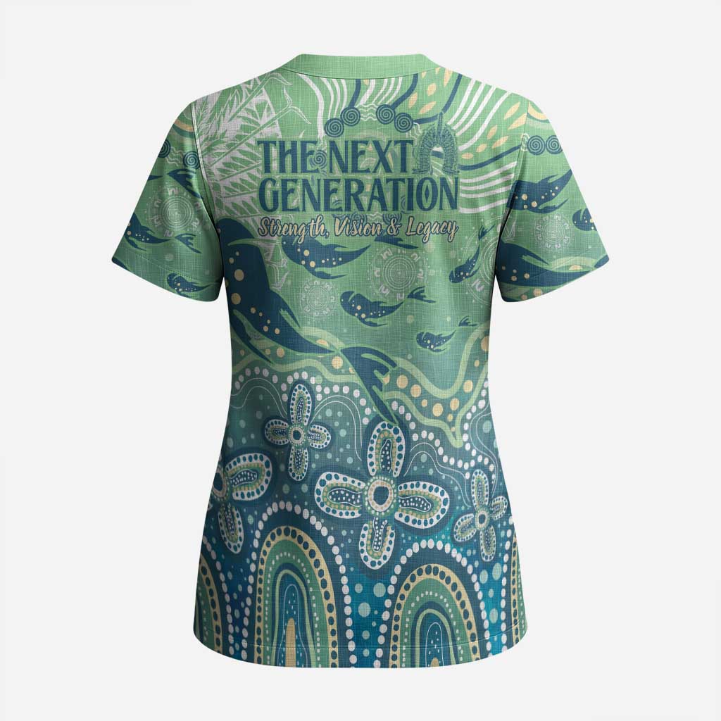 NAIDOC Week 2025 Scrub Top Pastel Ocean Aboriginal Art - Aussie Hoodie