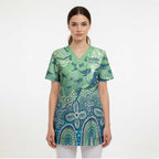 NAIDOC Week 2025 Scrub Top Pastel Ocean Aboriginal Art - Aussie Hoodie