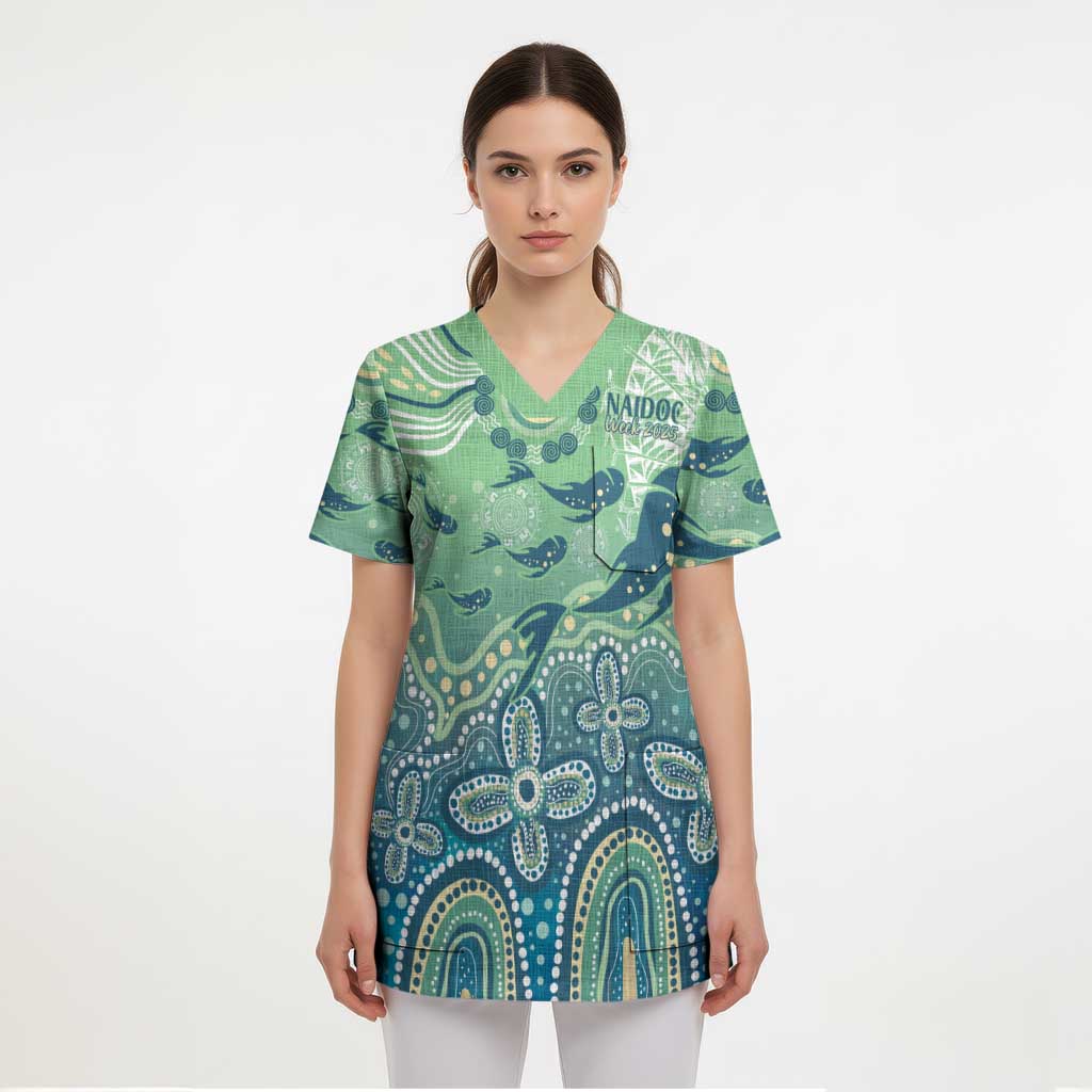 NAIDOC Week 2025 Scrub Top Pastel Ocean Aboriginal Art - Aussie Hoodie