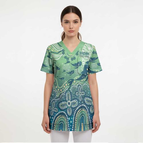 NAIDOC Week 2025 Scrub Top Pastel Ocean Aboriginal Art - Aussie Hoodie