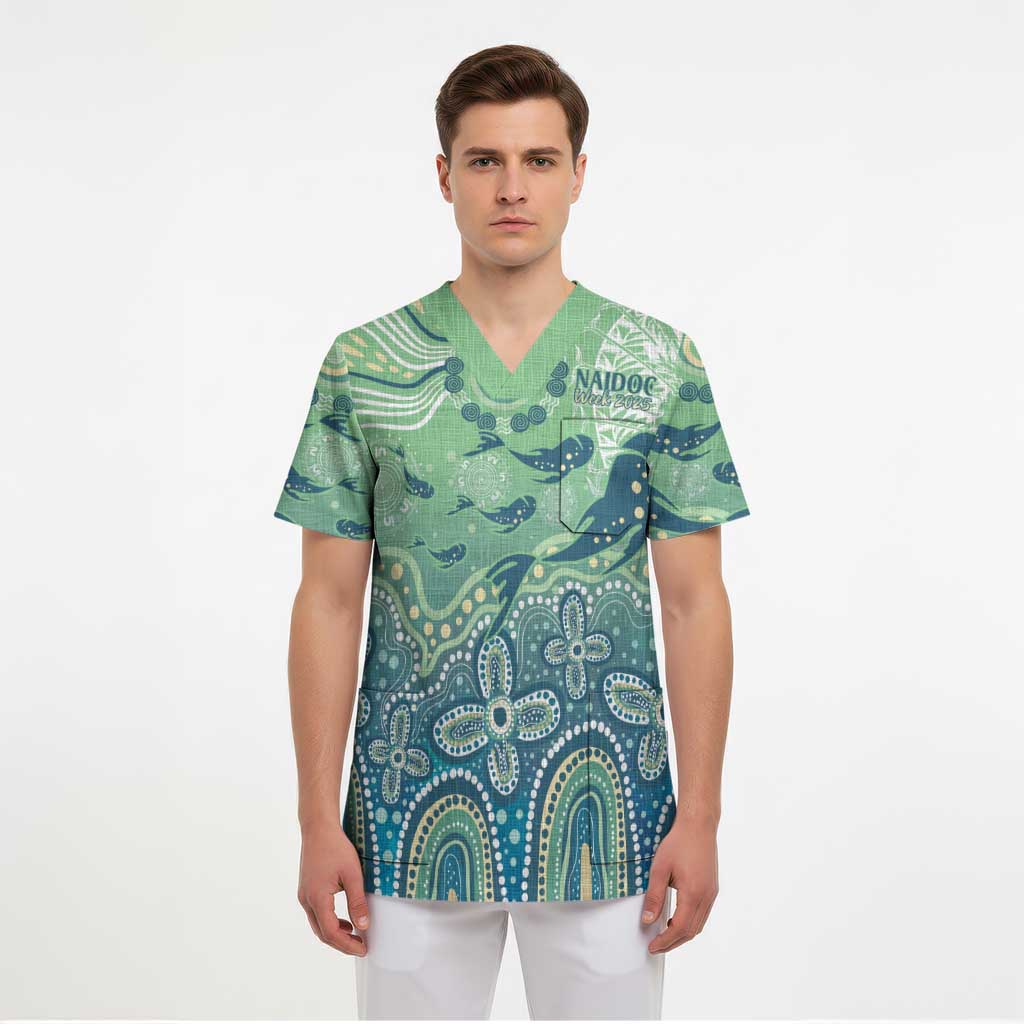 NAIDOC Week 2025 Scrub Top Pastel Ocean Aboriginal Art - Aussie Hoodie