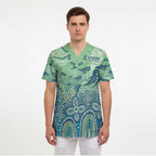 NAIDOC Week 2025 Scrub Top Pastel Ocean Aboriginal Art - Aussie Hoodie