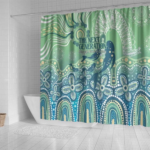 NAIDOC Week 2025 Shower Curtain Pastel Ocean Aboriginal Art