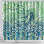 NAIDOC Week 2025 Shower Curtain Pastel Ocean Aboriginal Art