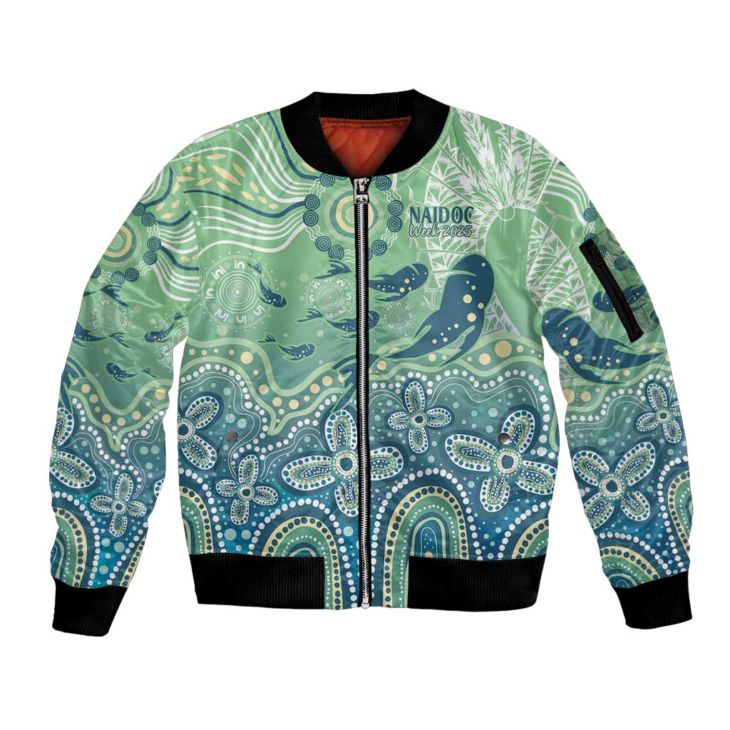 NAIDOC Week 2025 Sleeve Zip Bomber Jacket Pastel Ocean Aboriginal Art
