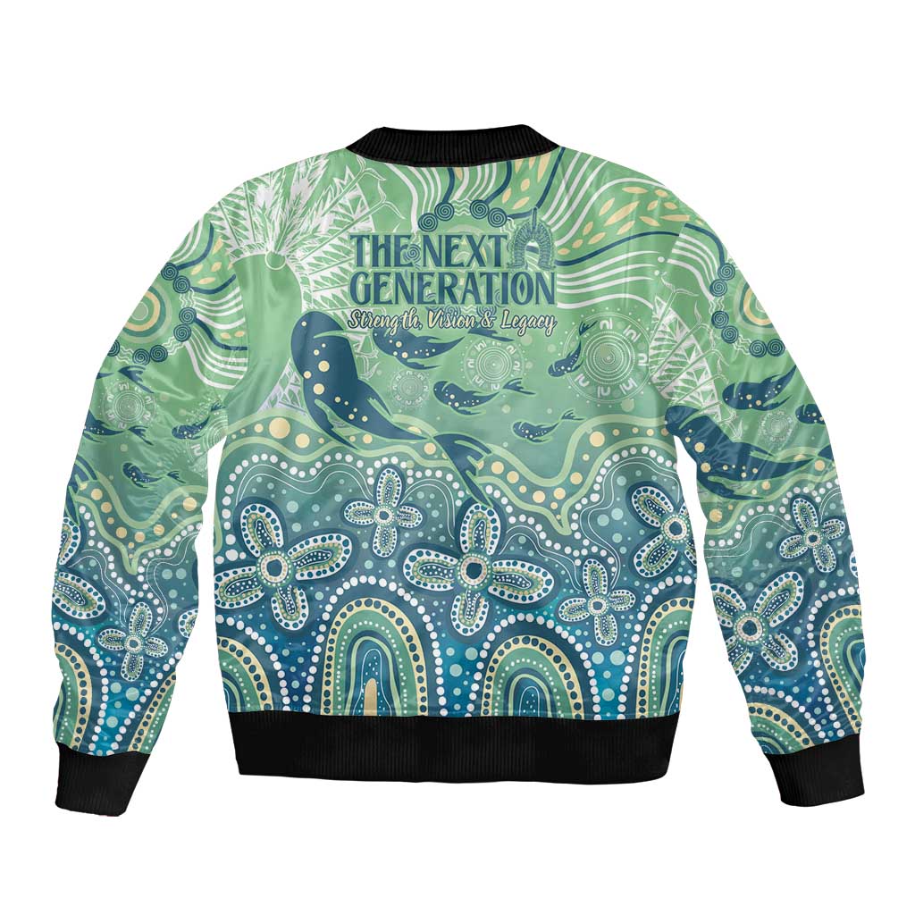 NAIDOC Week 2025 Sleeve Zip Bomber Jacket Pastel Ocean Aboriginal Art