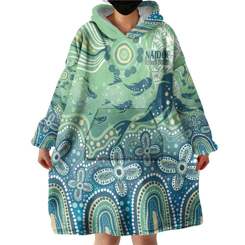 NAIDOC Week 2025 Wearable Blanket Hoodie Pastel Ocean Aboriginal Art