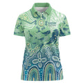 NAIDOC Week 2025 Women Polo Shirt Pastel Ocean Aboriginal Art