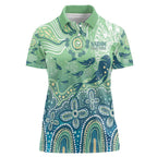 NAIDOC Week 2025 Women Polo Shirt Pastel Ocean Aboriginal Art