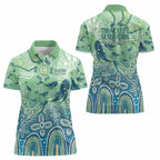 NAIDOC Week 2025 Women Polo Shirt Pastel Ocean Aboriginal Art
