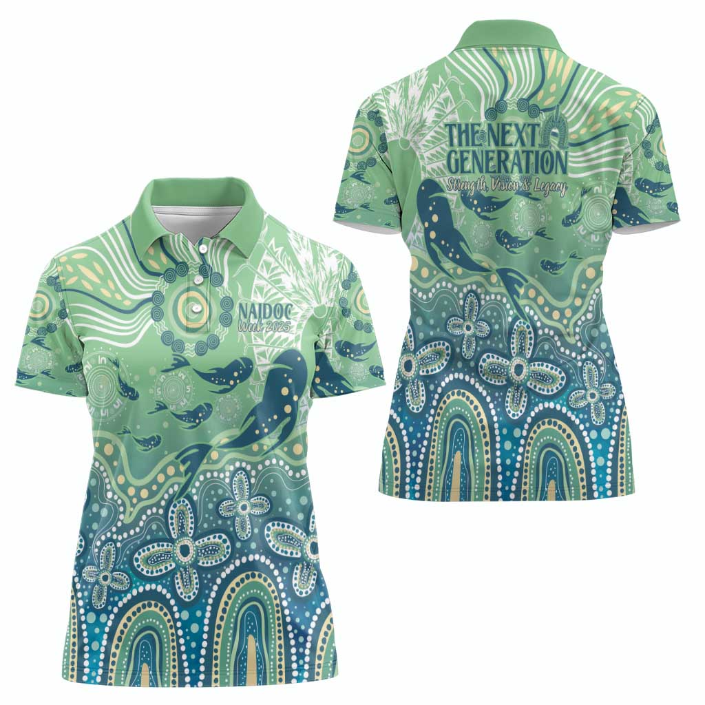 NAIDOC Week 2025 Women Polo Shirt Pastel Ocean Aboriginal Art