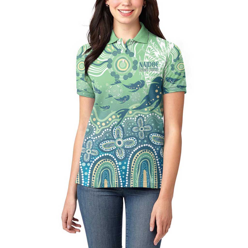 NAIDOC Week 2025 Women Polo Shirt Pastel Ocean Aboriginal Art