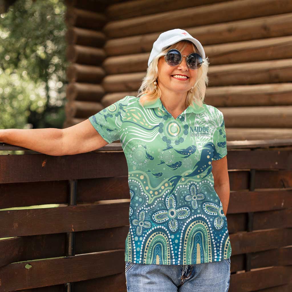 NAIDOC Week 2025 Women Polo Shirt Pastel Ocean Aboriginal Art
