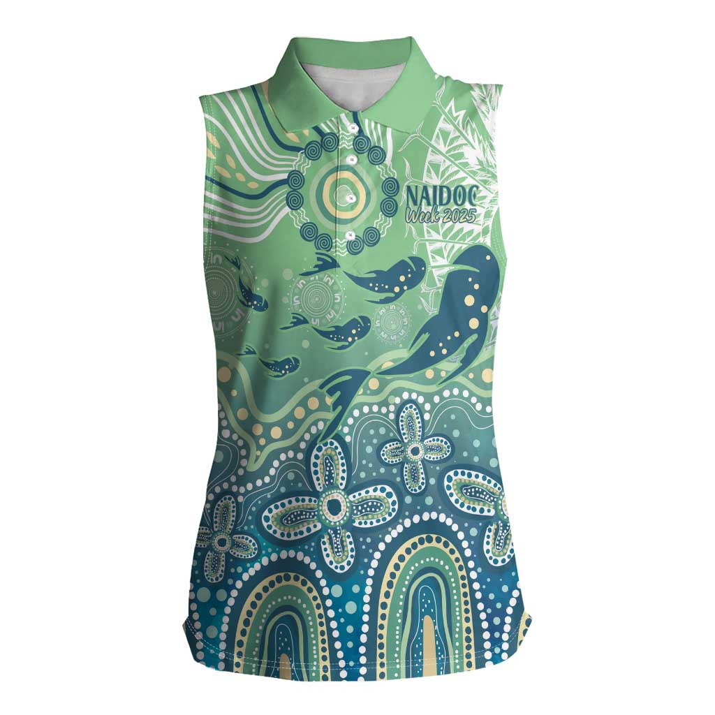 NAIDOC Week 2025 Women Sleeveless Polo Shirt Pastel Ocean Aboriginal Art