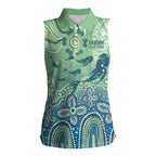 NAIDOC Week 2025 Women Sleeveless Polo Shirt Pastel Ocean Aboriginal Art