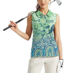 NAIDOC Week 2025 Women Sleeveless Polo Shirt Pastel Ocean Aboriginal Art