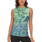 NAIDOC Week 2025 Women Sleeveless Polo Shirt Pastel Ocean Aboriginal Art