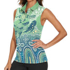 NAIDOC Week 2025 Women Sleeveless Polo Shirt Pastel Ocean Aboriginal Art
